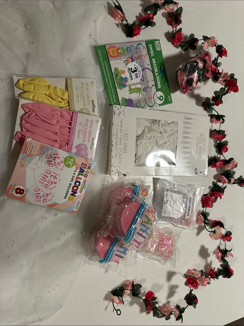 Party Supplies Balloon and Tassel Decor Kit - Pink, White, Yellow